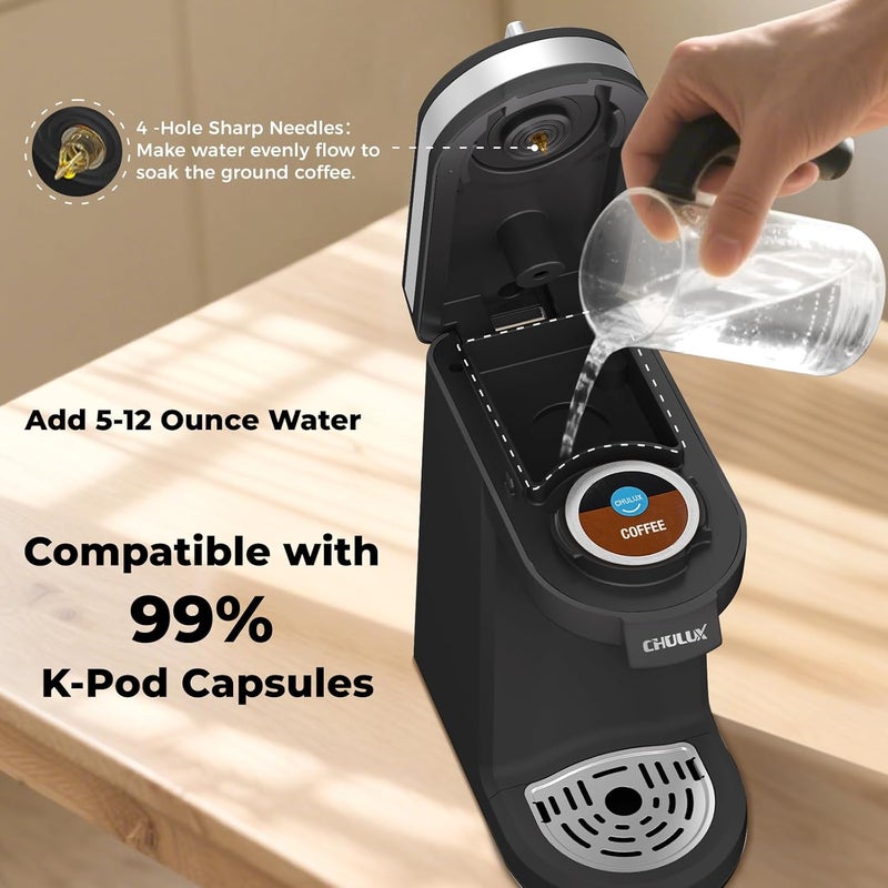 CHULUX Single Serve Coffee Maker for K Capsule, Mini Single One Cup Coffee Machine, Perfect for Small Space, Black - Image 3